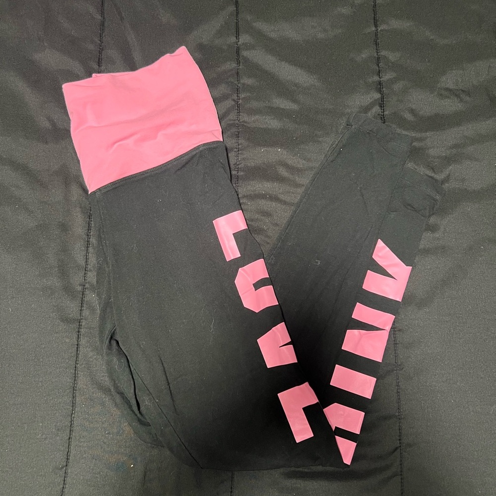 PINK Victoria's Secret Black and Pink Leggings